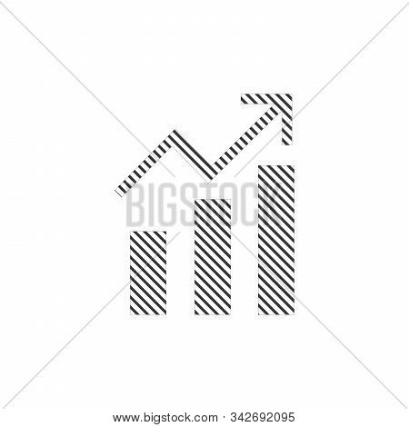 Stripped Vector Growing Graph Icon. Graphic Icon Made Of Lines. Stock Vector Illustration Isolated O