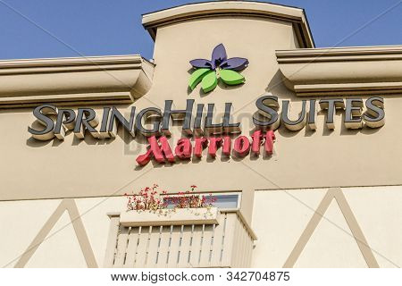 Frankenmuth, Michigan, Usa - October 9, 2018: Sign For The Springhill Suites Of The Marriott Hotel C
