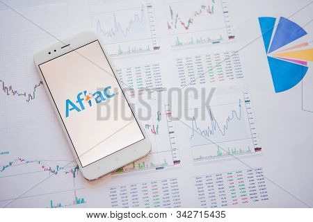 Saint Petersburg, Russia - June 25, 2019: Aflac Company Logo On The Smartphone Screen.