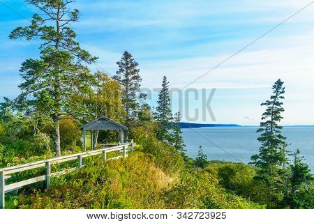 View Of Coastal Landscape In Fundy Trail Parkway Park, New Brunswick, Canada