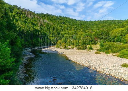 View Of The Big Salmon River, In Fundy Trail Parkway Park, New Brunswick, Canada
