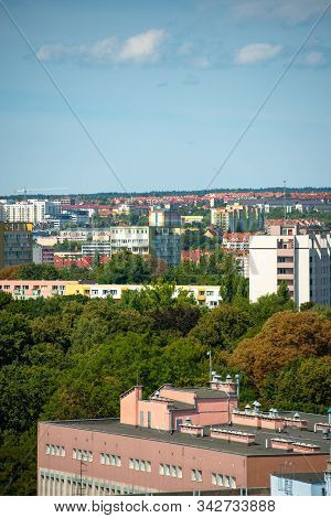 Left Bank Of The Oder River In Szczecin With The Maritime Museum And The Terraces