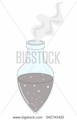 Small Magic Glass Bottle With Grey Liquid
