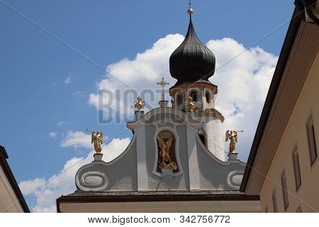 Church In San Candido. San Candido Is Located In The Puster Valley In Italy