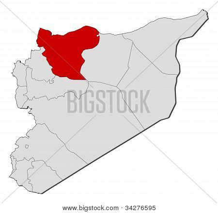 Mapa da Síria, Aleppo destacada