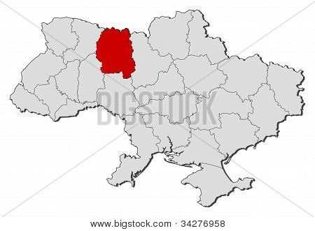 แผนที่ของยูเครน Zhytomyr ที่เน้น