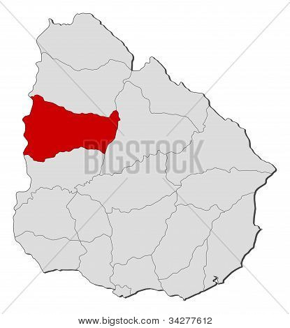 Map Of Uruguay, Paysandú Highlighted
