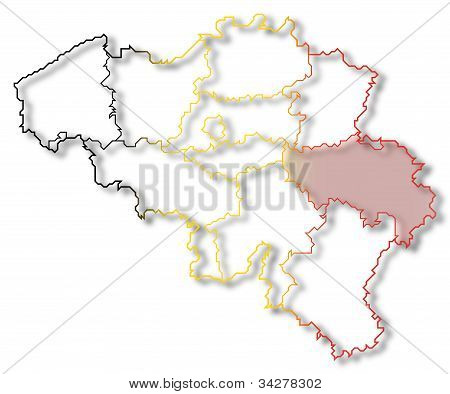 Map Of Belgium, Liège Highlighted