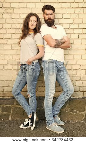 Always Together. Bearded Man And Sexy Woman Enjoying Romantic Relations. Couple Being In Love Relati