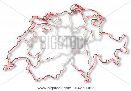 Kort over Swizerland, Uri fremhævet