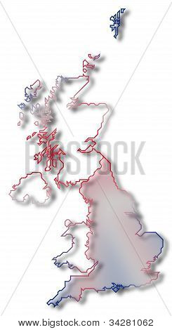 Karte von Vereinigtes Königreich, England hervorgehoben