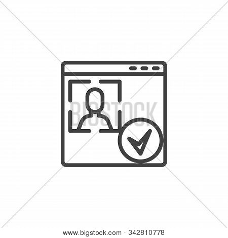 Account Id Verification Line Icon. Facial Recognition Linear Style Sign For Mobile Concept And Web D