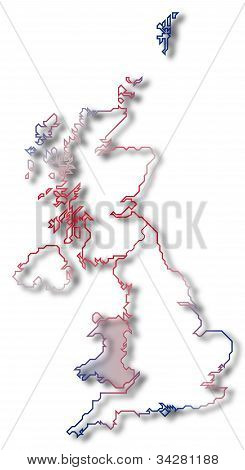 Karte von GroÃŸbritannien, Wales hervorgehoben