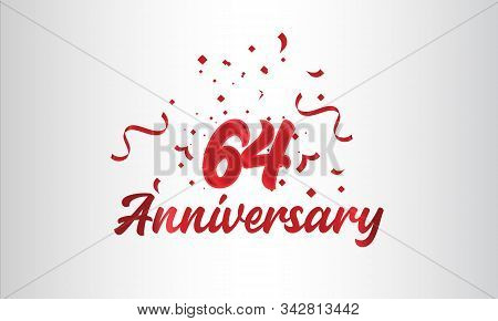 Anniversary Celebration Background. With The 64th Number In Gold And With The Words Golden Anniversa
