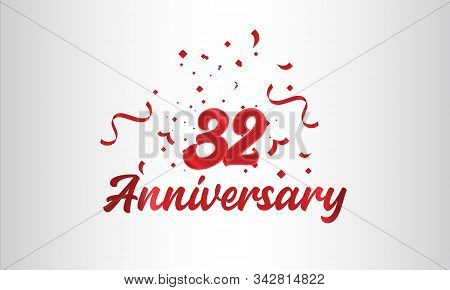Anniversary Celebration Background. With The 32nd Number In Gold And With The Words Golden Anniversa
