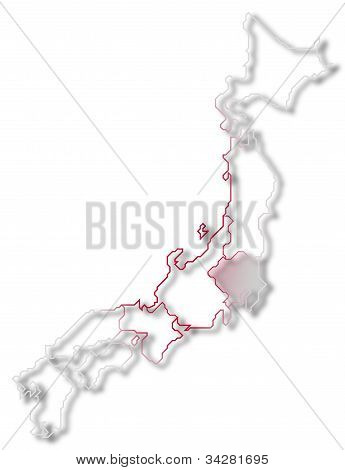 Kort over Japan, Kanto fremhævet