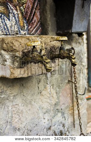 The Holy Water Spring And Icon Of The Holy Virgin On Territory Of Serbian Orthodox Monastery (cloist