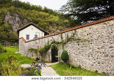 The Library, Courtyard, The Belfry And The Church Of  Assumption Of Mary In Serbian Orthodox Monaste