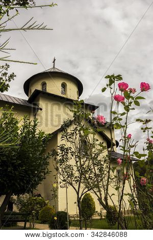 The Library, Courtyard, The Belfry And The Church Of  Assumption Of Mary In Serbian Orthodox Monaste