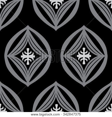 Modern Oval Diamond Symbol Monochrome Vector Repeat Pattern