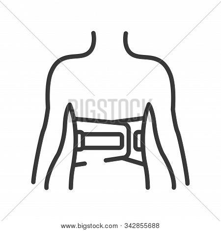 Bandage Belt For A Back Line Black Icon. Medical Support For The Lumbar After Injuries And Sprains. 