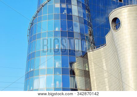 Warsaw,poland 10 May 2016.the New Polish Television Building In Warsaw Confronts The Surrounding Ban