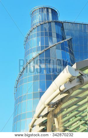 Warsaw,poland 10 May 2016.the New Polish Television Building In Warsaw Confronts The Surrounding Ban