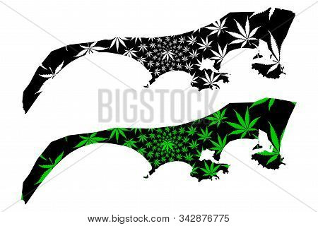 Aden Governorate (governorates Of Yemen, Republic Of Yemen) Map Is Designed Cannabis Leaf Green And 