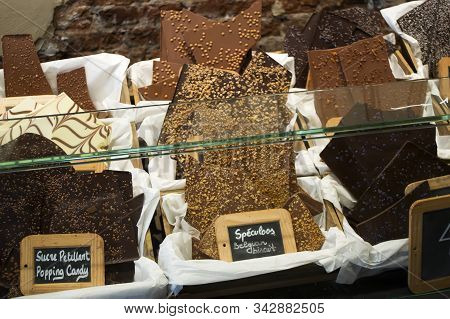 Brussels, Belgium - 6th June, 2019: Display Of A Candy Shop In Brussels Belgium. Different Types Of 