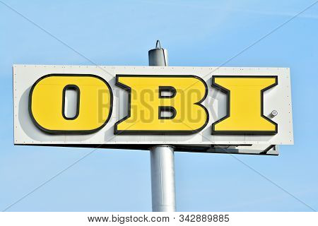 Warsaw,poland. 5 March 2018. Sign Obi. Company Signboard Obi.