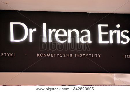 Warsaw,poland. 16 March 2018. Sign Dr Irena Eris. Company Signboard Dr Irena Eris.