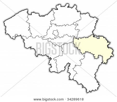 Map Of Belgium, Liège Highlighted