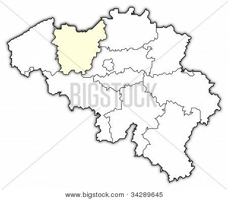 Map Of Belgium, East Flanders Highlighted