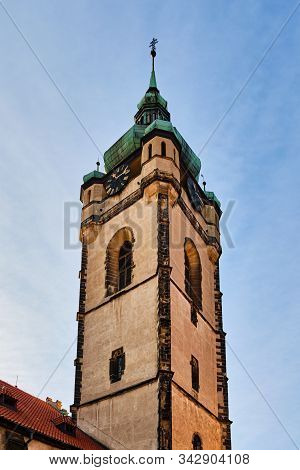 Steple Of Gothic Church Of St. Peter And Paul In Town Melnik, Czech Republic