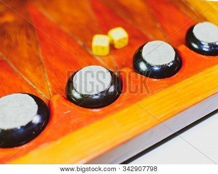 Backgammon. Board Game With Dice. Backgammon Handmade
