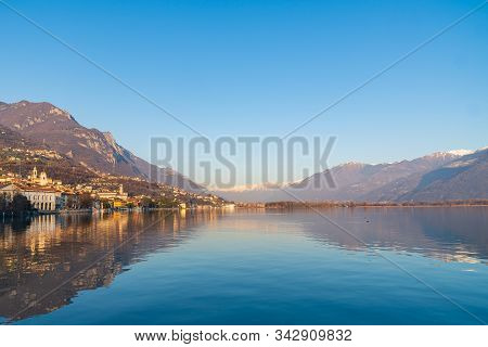 Beautiful View Of Iseo Lake From The City Of Lovere With Copy Space,bergamo,lombardy Italy.