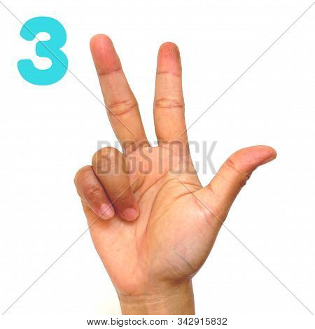 Sign Language Number 3 For The Deaf . Fingerspelling In American Sign Language (asl). Hand Gesture N