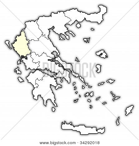 Mappa della Grecia, Epiro evidenziata