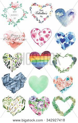 Greeting Cards With Heart Shape Ction, Hand Drawn Decorative Hearts For Cards And Invitations. Natur