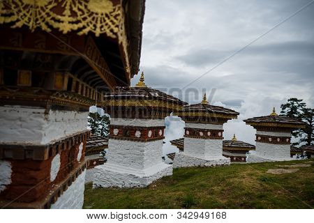 108 Memorial Chortens Of Dochula Pass In Thimphu, Bhutan