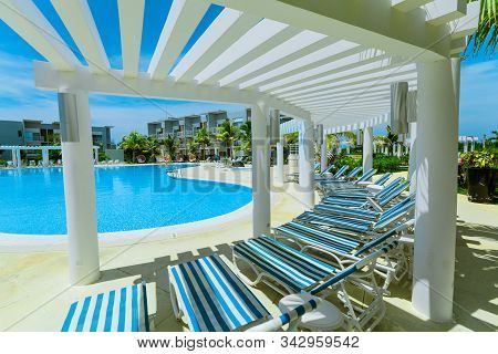 Las Brujas, Cayo Santa Maria, Cuba June 19, 2019 Beautiful Amazing Inviting View Of Swimming Pool Wi