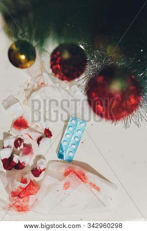 Garbage With Blood At Surgery. Image Wit Shallow Dof.