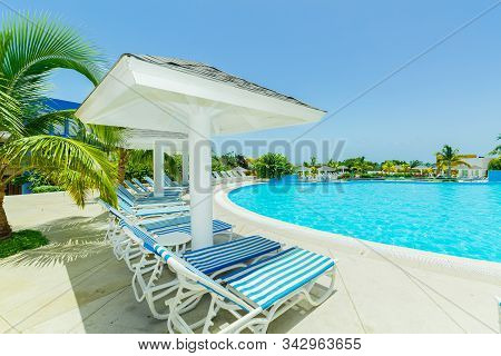 Las Brujas, Cayo Santa Maria, Cuba June 19, 2019 Beautiful Amazing Inviting View Of Two Level Swimmi