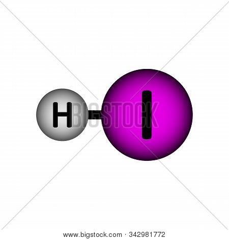 Hydrogen Iodide Molecule Icon On White Background. Vector Illustration.