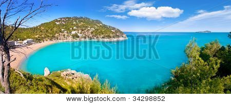 Veduta aerea di Caleta de Sant Vicent in Ibiza isola cala de san Vicente
