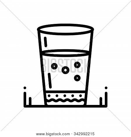 Black Line Icon For Water-glass Water Glass Drink Aqua Riverain