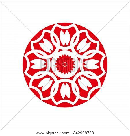 Chinese Flowers, Chinese Flowers With A White Background. Chinese Flower With White Lines. Icon Flow