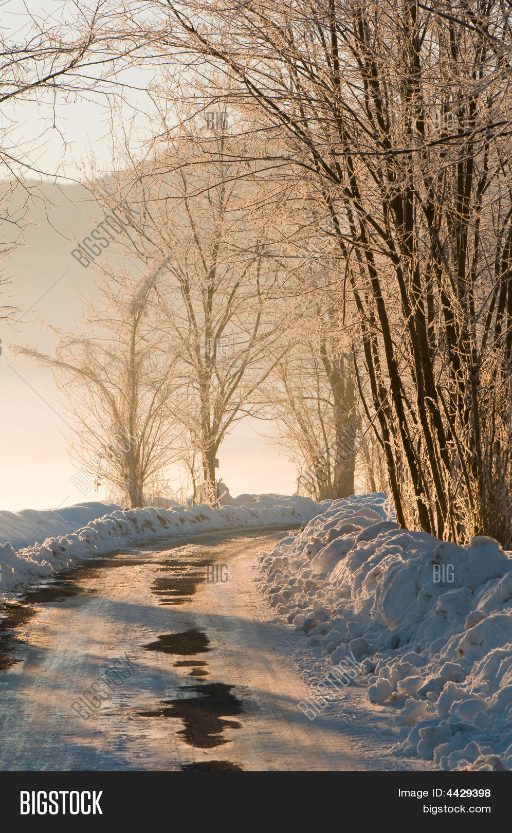 Winter Road Sunrise Image & Photo (Free Trial) | Bigstock
