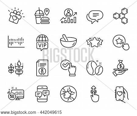 Vector Set Of Star, Vip Internet And Loyalty Star Line Icons Set. Dating App, Gluten Free And Checkb
