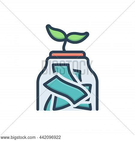 Color Illustration Icon For Saving Surplus Parsimony Currency Jar Bottle